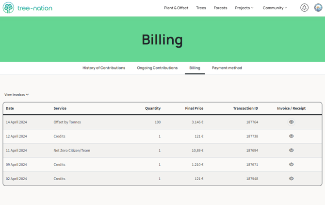 Access your receipts or invoices 1-1