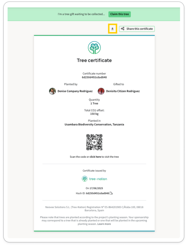 The Tree Certificate - How to use and share your certificate